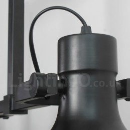 Lampada a sospensione rustica retrò in acciaio e vetro a 3 luci E27