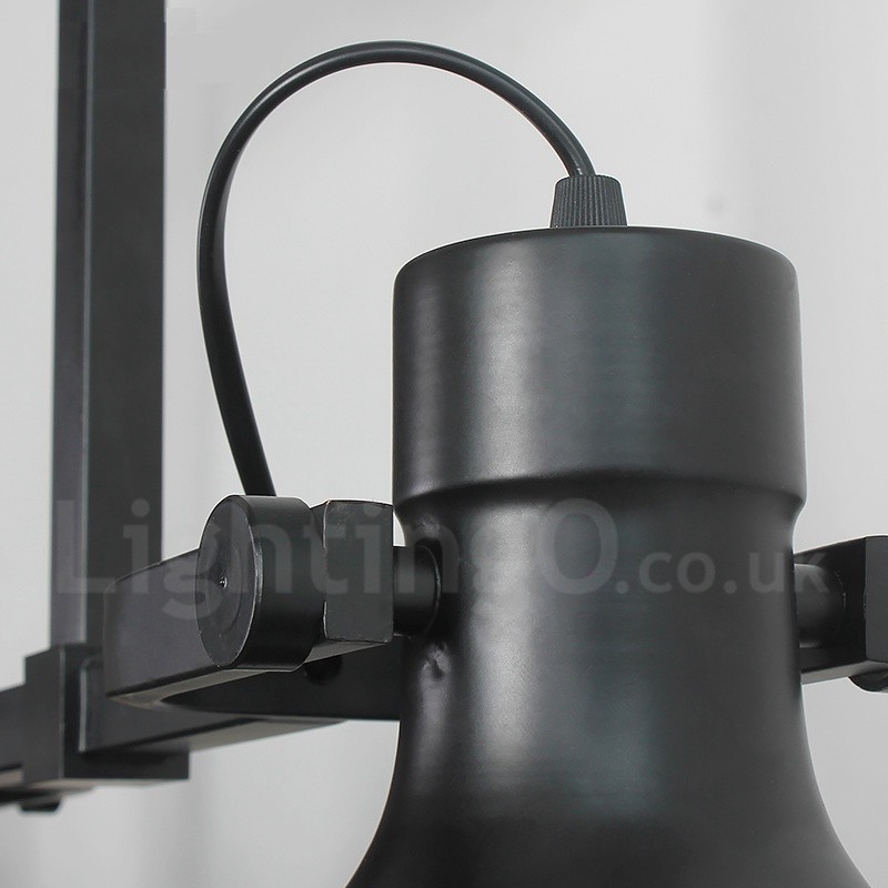 Lampada a sospensione rustica retrò in acciaio e vetro a 3 luci E27