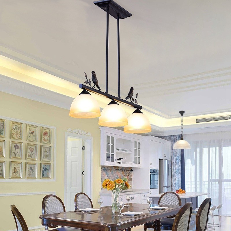 Lampada a sospensione rustica retrò in acciaio e vetro a 3 luci E27 80 cm