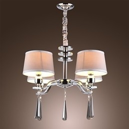 Lampadario a 1 livello in cristallo e metallo cromato