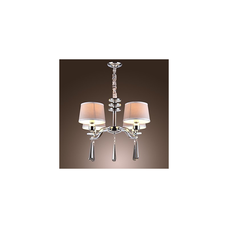 Lampadario a 1 livello in cristallo e metallo cromato