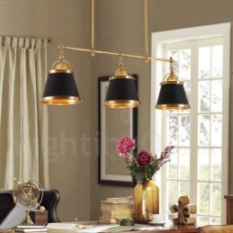 Lampada a sospensione retrò rustica in ottone 3 luci E27 110 cm