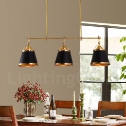 Lampada a sospensione retrò rustica in ottone 3 luci E27 110 cm