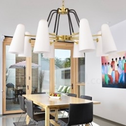 Lampadario a sospensione in ottone e vetro retrò rustico a 8 luci 89 cm
