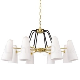 Lampadario a sospensione in ottone e vetro retrò rustico a 8 luci 89 cm