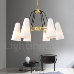 Lampadario a sospensione in ottone e vetro retrò rustico a 6 luci 69 cm