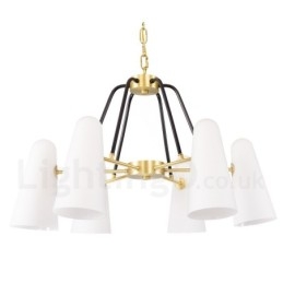 Lampadario a sospensione in ottone e vetro retrò rustico a 6 luci 69 cm