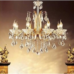 Lampadario in cristallo oro 8 luci stile candela
