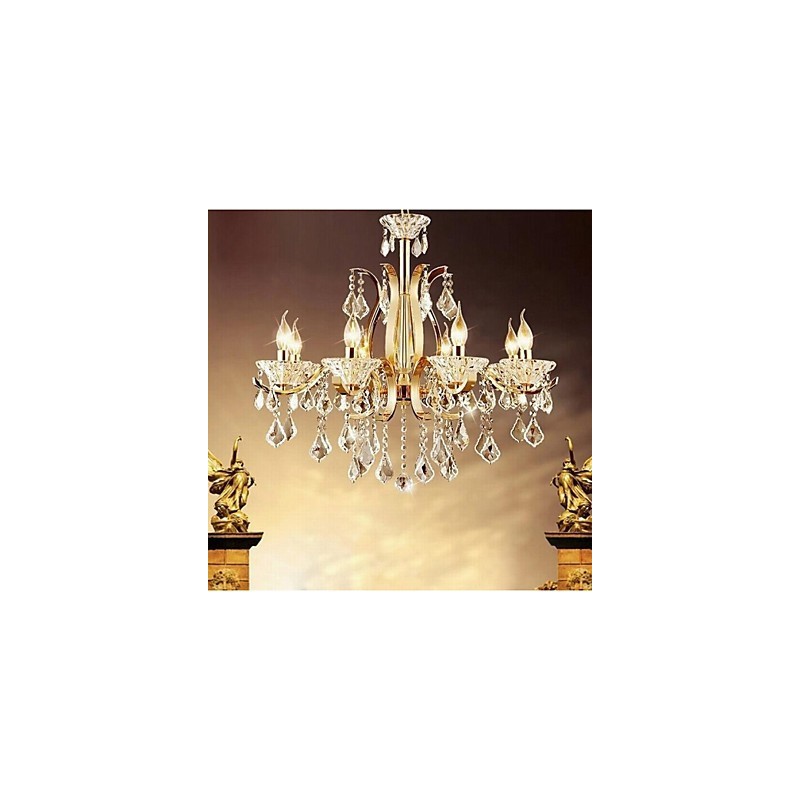 Lampadario in cristallo oro 8 luci stile candela