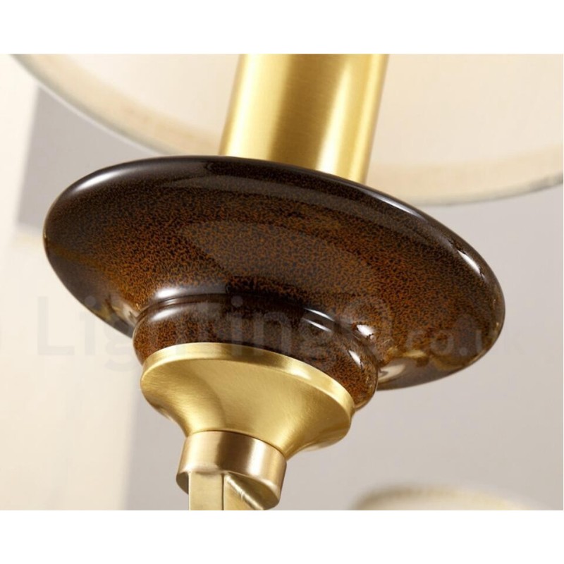 Lampadario a sospensione in ottone e vetro retrò rustico a 15 luci E14, Ø 100 cm