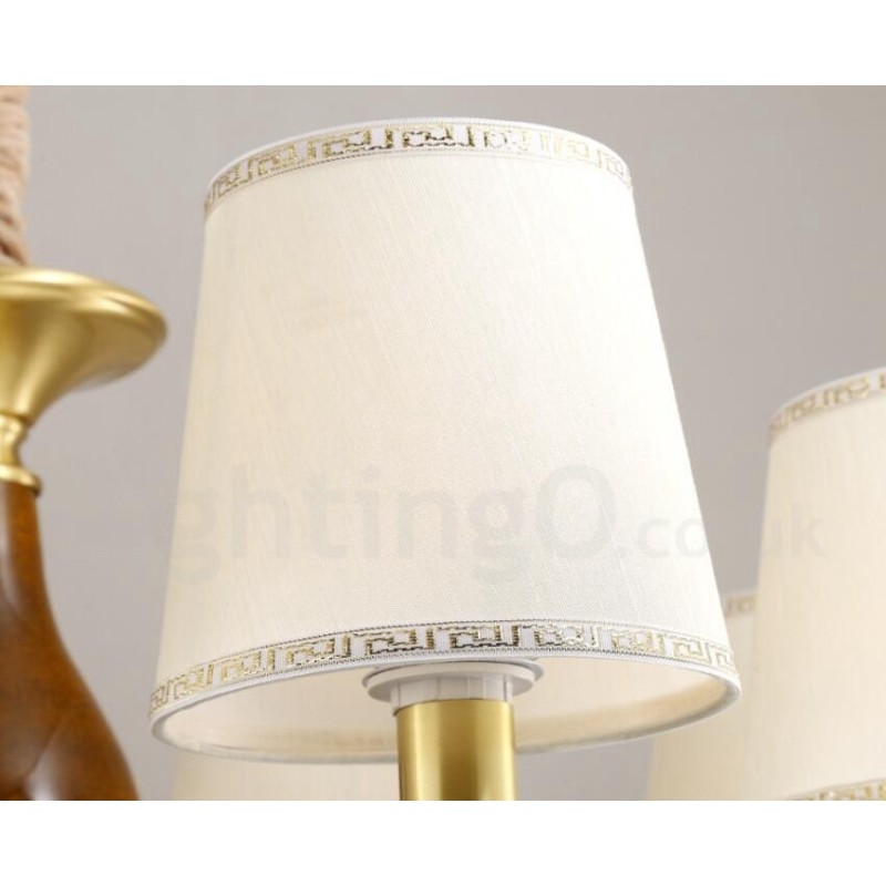 Lampadario a sospensione rustico retrò in ottone e vetro 6 luci E14 Ø 70 cm H 44 cm