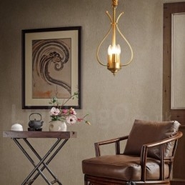 Lampadario a sospensione in ottone retrò rustico a 4 luci E14