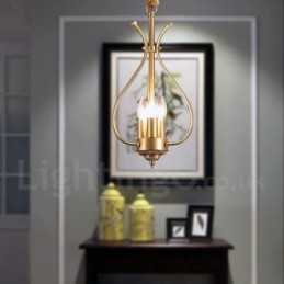 Lampadario a sospensione in ottone retrò rustico a 4 luci E14