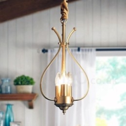 Lampadario a sospensione in ottone retrò rustico a 4 luci E14