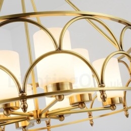 Lampadario a sospensione retrò rustico in ottone e vetro a 8 luci E27, Ø 80 cm