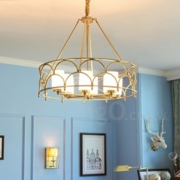Lampadario a sospensione retrò rustico in ottone e vetro a 8 luci E27, Ø 80 cm
