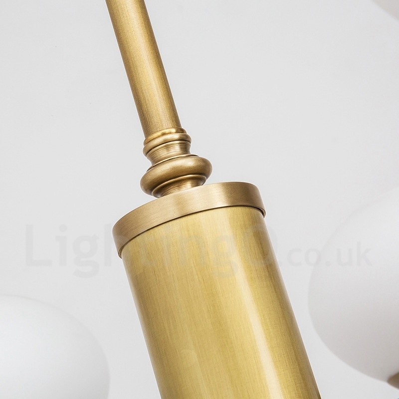 Lampadario a sospensione in ottone e vetro retrò rustico 9 luci E14 Ø 75 cm H 65 cm