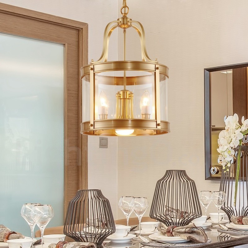 Lampadario a sospensione rustico retrò in ottone e vetro a 5 luci E27 37x55 cm
