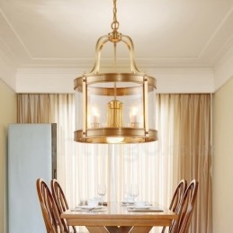 Lampadario a sospensione rustico retrò in ottone e vetro a 5 luci E27 37x55 cm