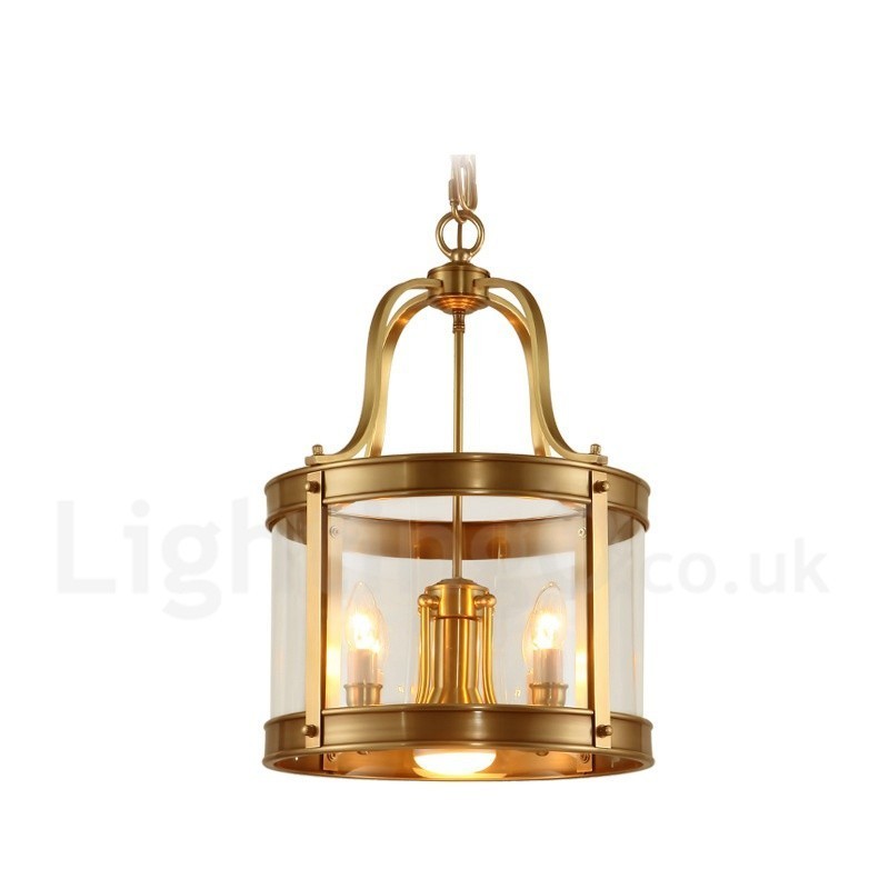 Lampadario a sospensione rustico retrò in ottone e vetro a 5 luci E27 37x55 cm