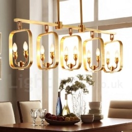 Lampadario a sospensione in ottone retrò rustico di lusso 10x E14 136x120 cm