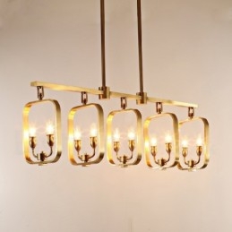 Lampadario a sospensione in ottone retrò rustico di lusso 10x E14 136x120 cm