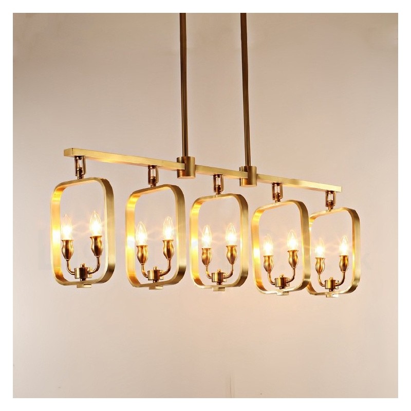 Lampadario a sospensione in ottone retrò rustico di lusso 10x E14 136x120 cm
