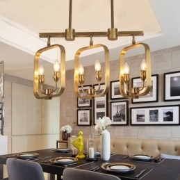 Lampadario a sospensione in ottone retrò rustico a 6 luci E14