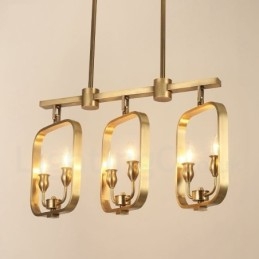 Lampadario a sospensione in ottone retrò rustico a 6 luci E14