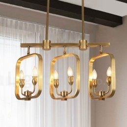 Lampadario a sospensione in ottone retrò rustico a 6 luci E14