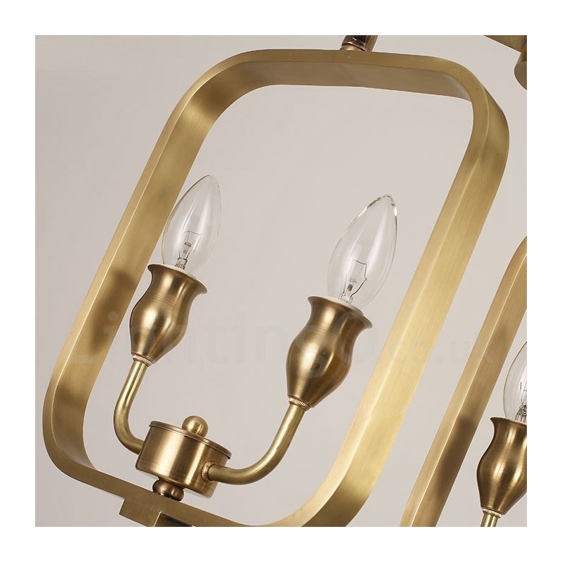 Lampadario a sospensione in ottone retrò rustico a 6 luci E14