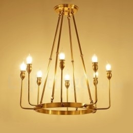 Lampadario a sospensione retrò rustico in ottone 6 o 8 luci E14