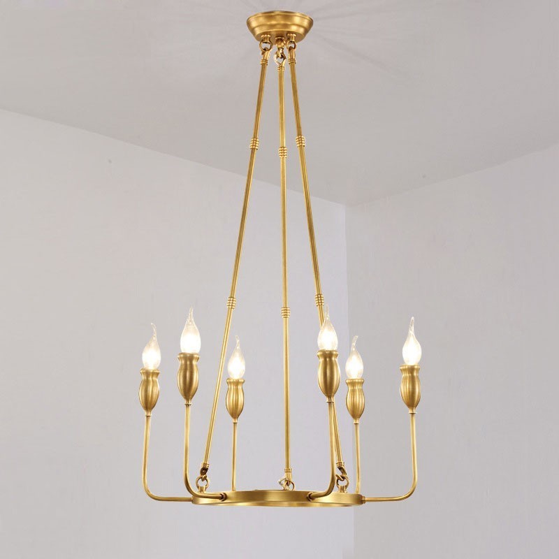 Lampadario a sospensione retrò rustico in ottone 6 o 8 luci E14