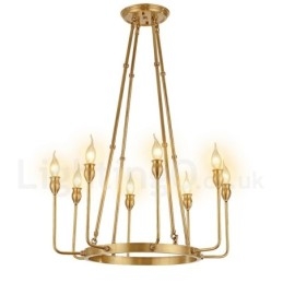 Lampadario a sospensione retrò rustico in ottone 6 o 8 luci E14