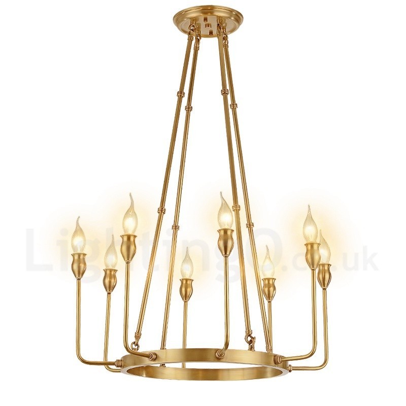 Lampadario a sospensione retrò rustico in ottone 6 o 8 luci E14