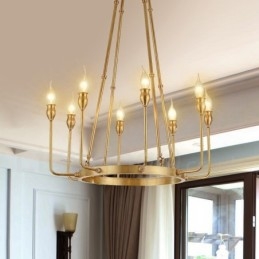 Lampadario a sospensione retrò rustico in ottone 6 o 8 luci E14