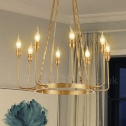Lampadario a sospensione retrò rustico in ottone 6 o 8 luci E14