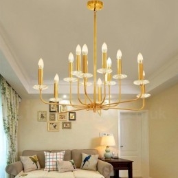 Lampadario a sospensione in ottone retrò rustico a 12 luci E14 Ø 80 cm H 35 cm