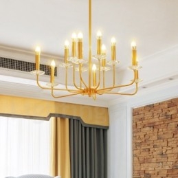 Lampadario a sospensione in ottone retrò rustico a 12 luci E14 Ø 80 cm H 35 cm