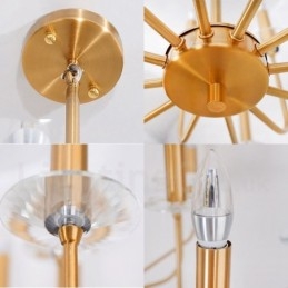 Lampadario a sospensione in ottone retrò rustico a 12 luci E14 Ø 80 cm H 35 cm