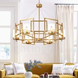 Lampadario a sospensione rustico retrò in ottone e vetro a 6 luci E14 Ø 85 cm