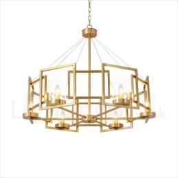 Lampadario a sospensione rustico retrò in ottone e vetro a 6 luci E14 Ø 85 cm