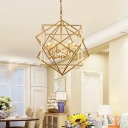 Lampadario a sospensione rustico retrò in ottone a 6 luci E14 58x70 cm