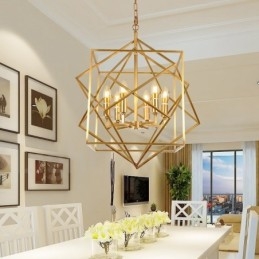 Lampadario a sospensione rustico retrò in ottone a 6 luci E14 58x70 cm