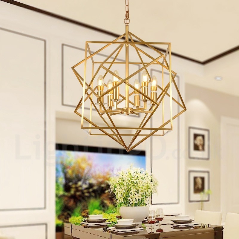Lampadario a sospensione rustico retrò in ottone a 6 luci E14 58x70 cm
