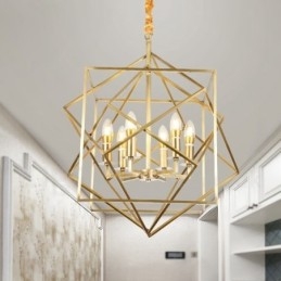 Lampadario a sospensione rustico retrò in ottone a 6 luci E14 58x70 cm
