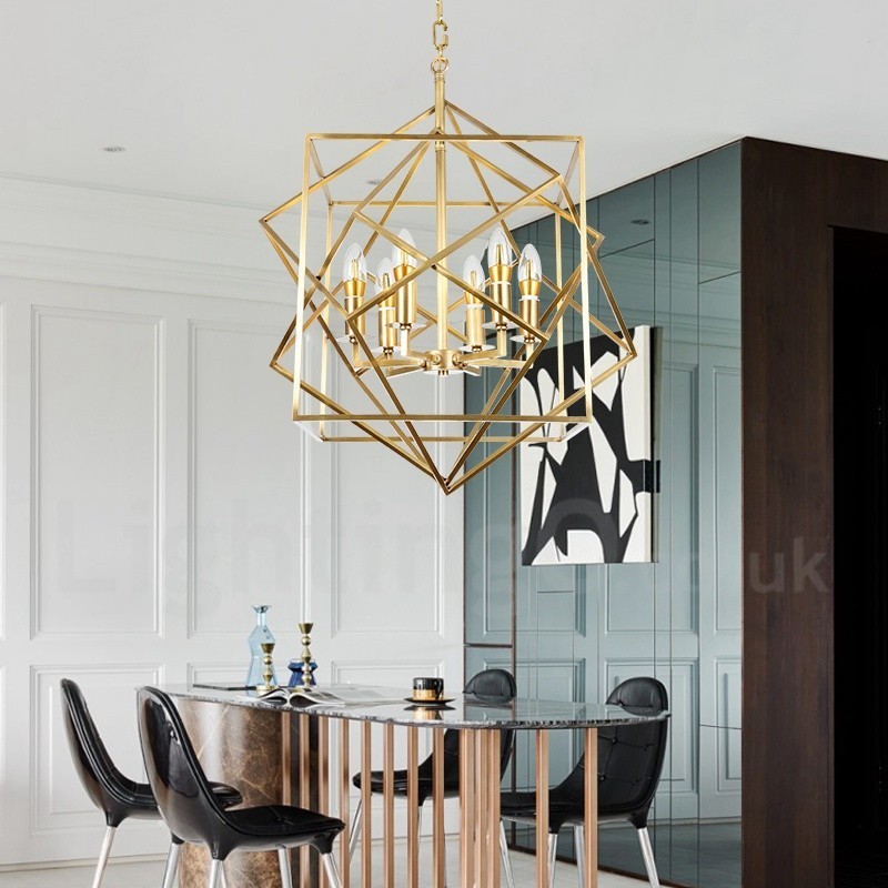 Lampadario a sospensione rustico retrò in ottone a 6 luci E14 58x70 cm