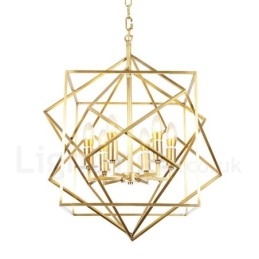Lampadario a sospensione rustico retrò in ottone a 6 luci E14 58x70 cm
