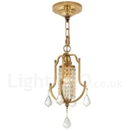 Lampadario a sospensione rustico retrò in ottone con paralume in cristallo 1 luce E14 Ø 20 cm H 36 cm