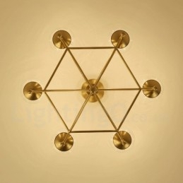 Lampadario a sospensione retrò rustico in ottone e vetro a 6 luci E14 Ø 75 cm